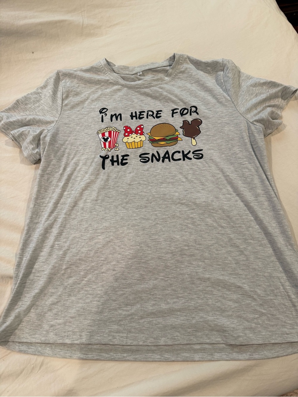 Disney Light Gray Graphic 'I'm Here for the Snacks' Tee